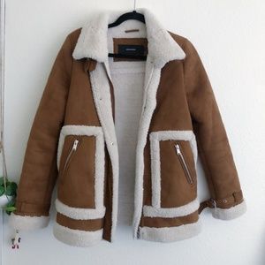 Vero Moda Faux Shearling Contrast Coat